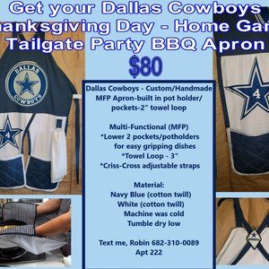 Get your Dallas Cowboys NFL Thanksgiving Home Game Tailgate Party BBQ Apron